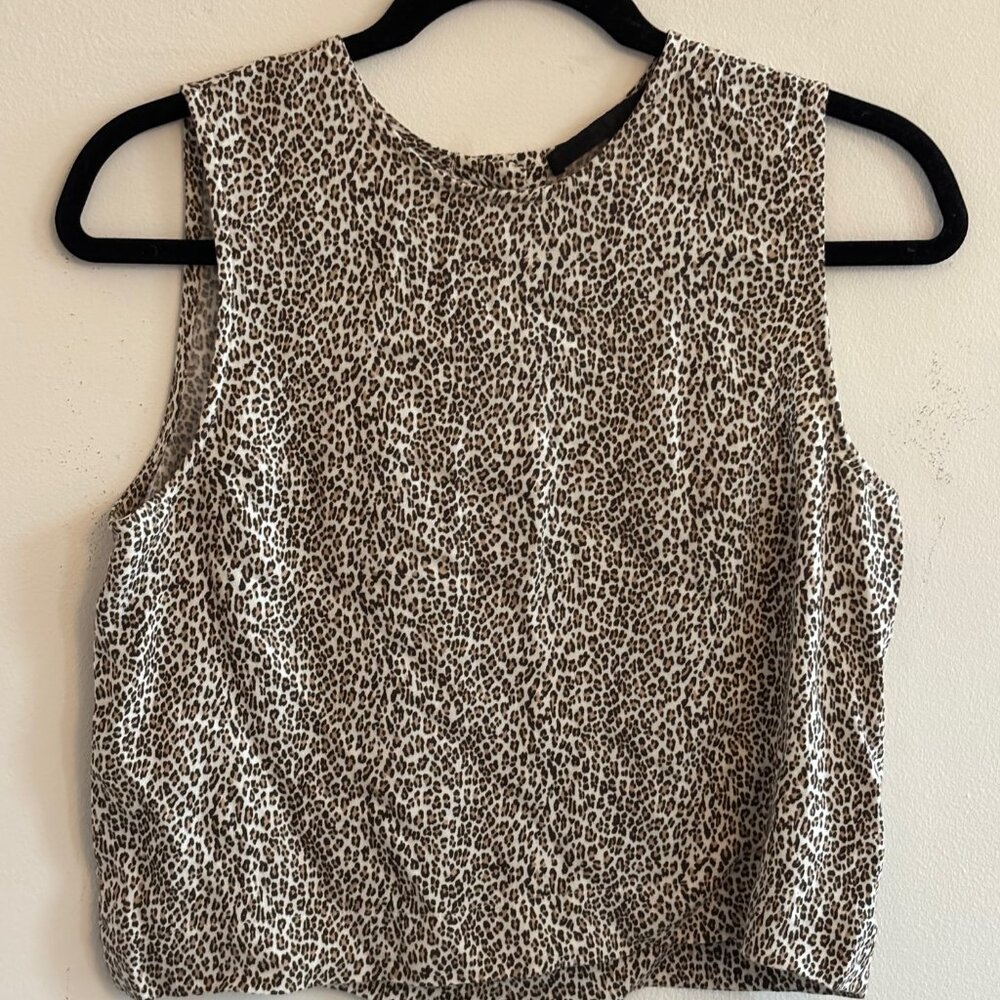 Jenni Kayne Leopard Print Sleeveless Shirt - Size Small - Picture 2 of 4